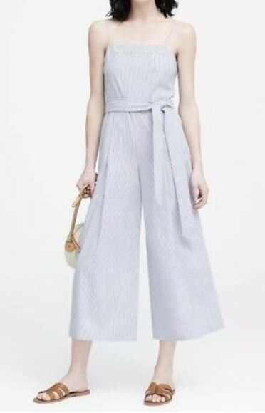 BANANA Republic Women's Striped Cropped Jumpsuit - Picture 1 of 17